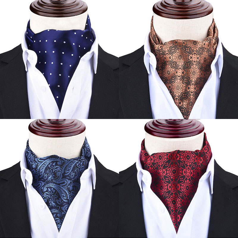 Ascot Neck Scarf - 1 Piece Men's Ascot Necktie Gentleman