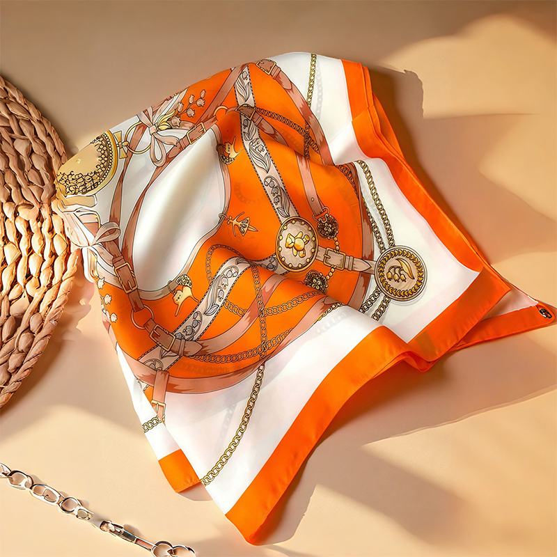 Scarf Silk Square - 1pcs 70cm Roman Chain Silk Scarf
