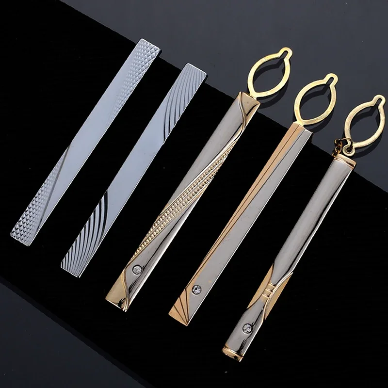 Tie Clip Silver - Men Metal Simple Necktie Buckle Gold