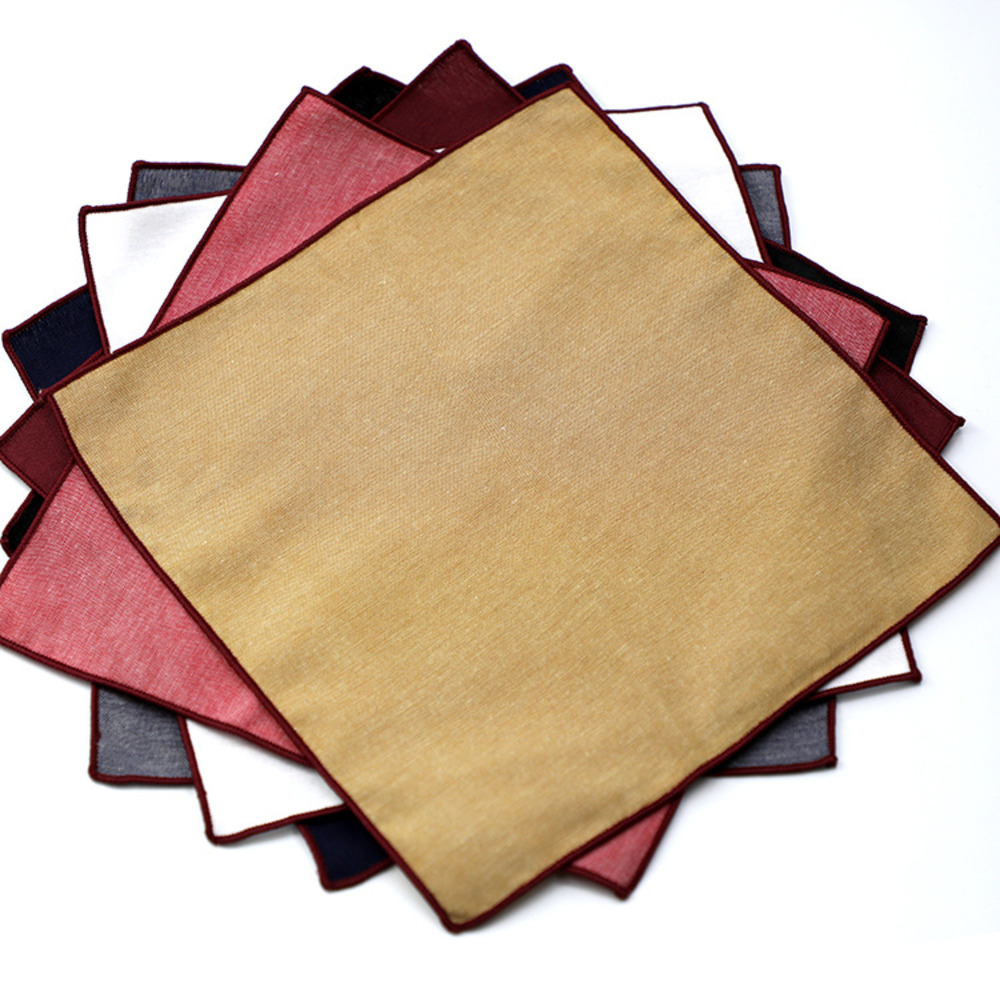 Solid Striped Brown Pocket Squ - مراجعة Handkerchief Cotton Men وسعره