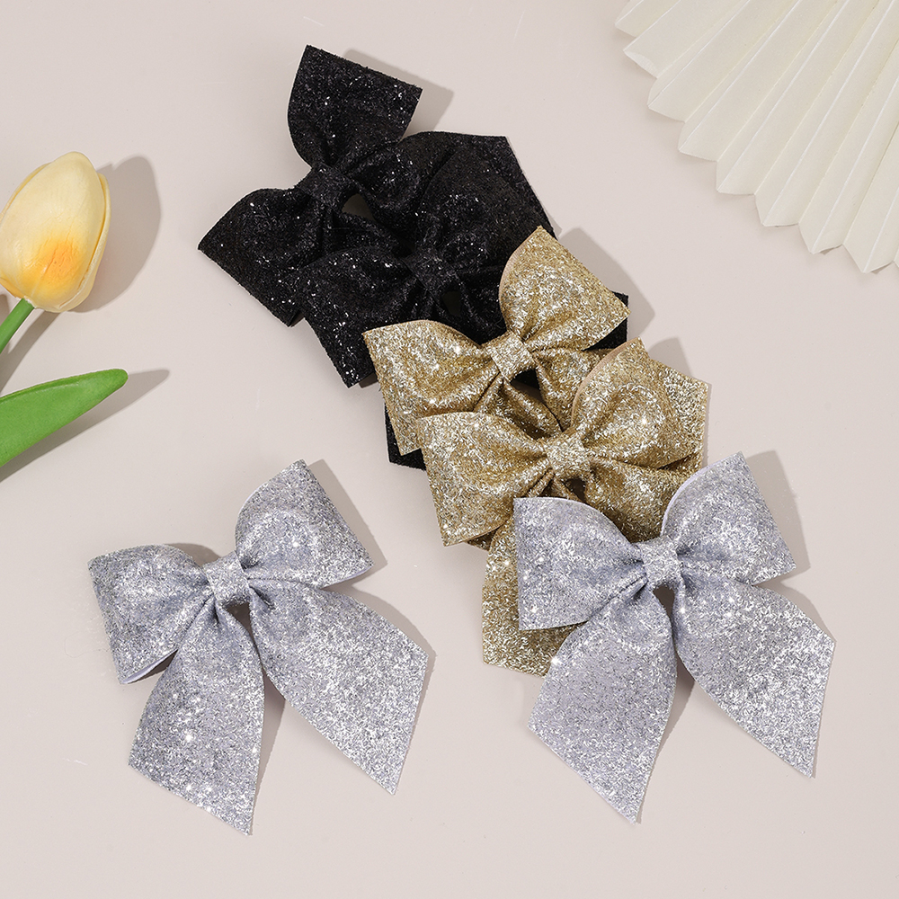 6Pcs Sparkling Bow Hair Clips  - مراجعة Tie Clip Silver وسعره