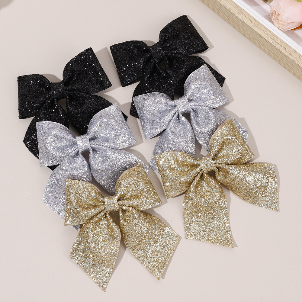 6Pcs Sparkling Bow Hair Clips  - مراجعة Tie Clip Silver وسعره