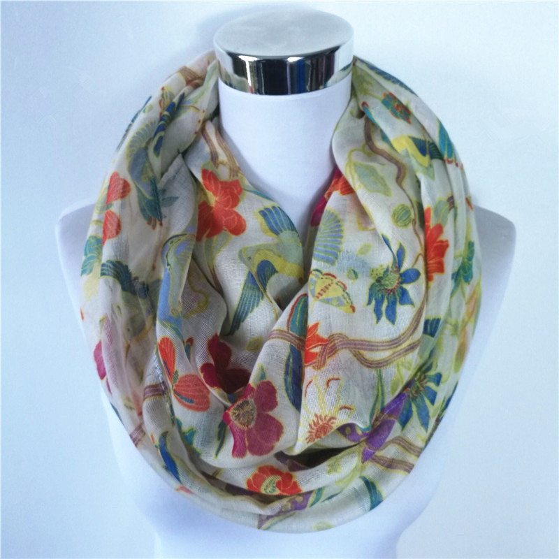 New Magpie Bird print Viscose  - مراجعة Infinity Scarf Knit وسعره