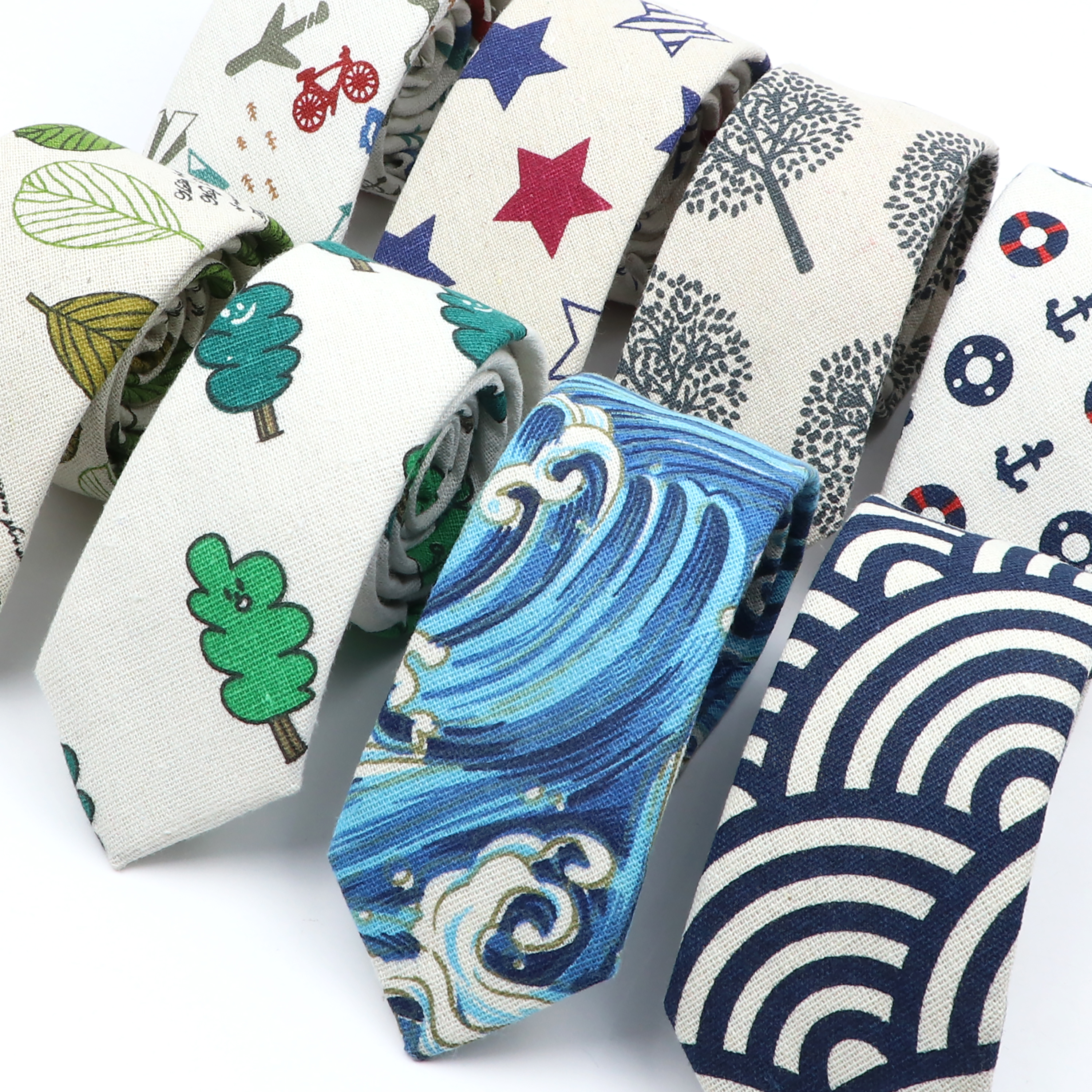 Novelty Cartoon Linen Tie For  - مراجعة Skinny Tie Men وسعره