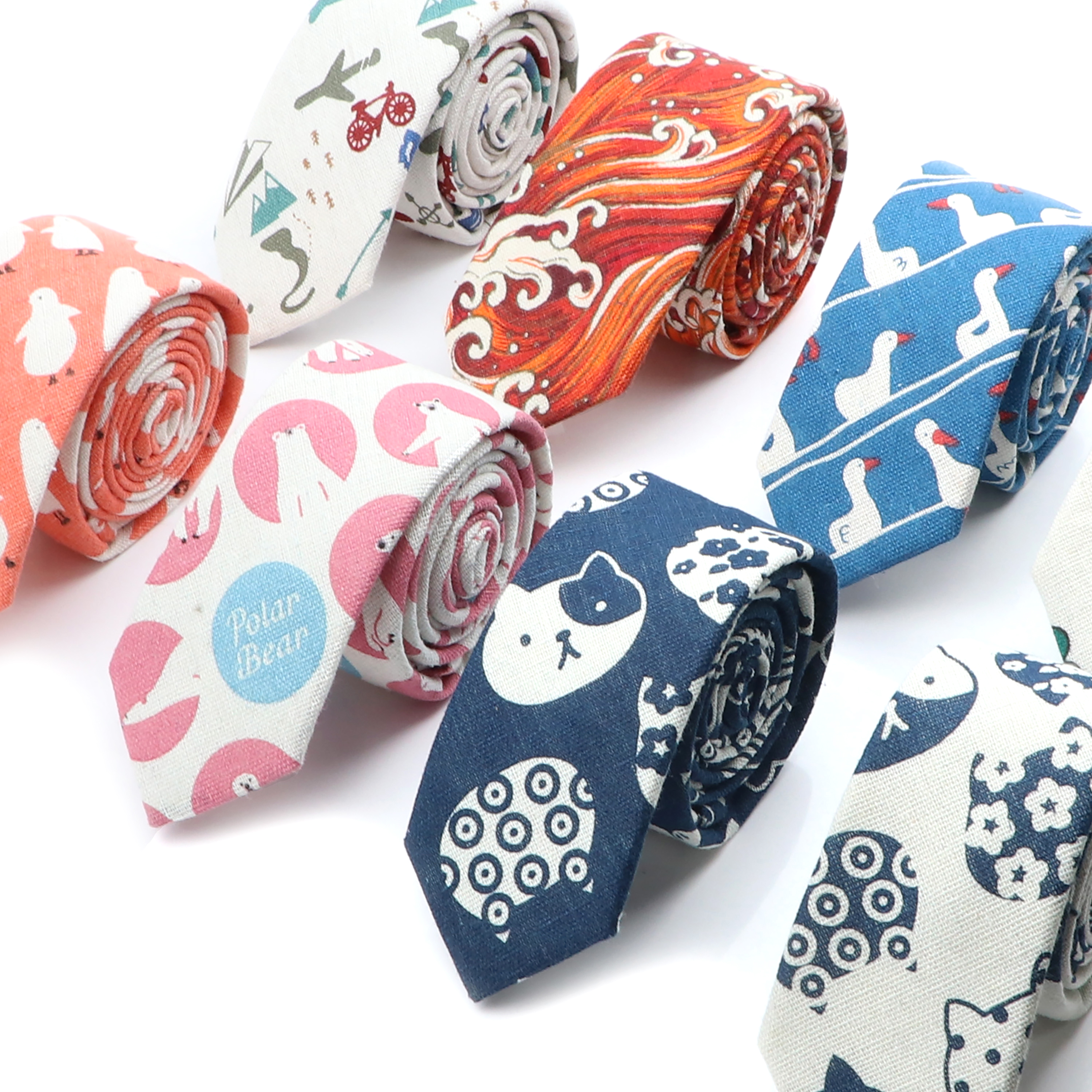 Novelty Cartoon Linen Tie For  - مراجعة Skinny Tie Men وسعره