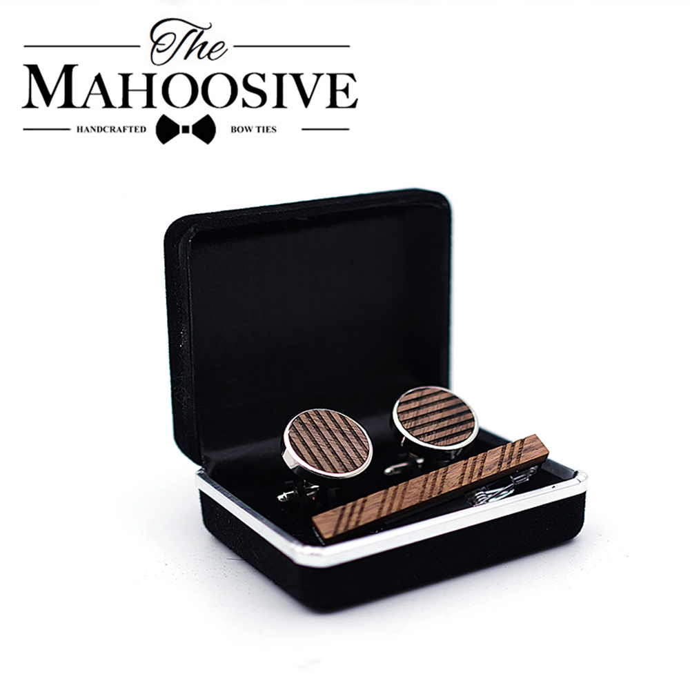 High Quality Wood Cuff links n - مراجعة Tie Bar Set Gift وسعره