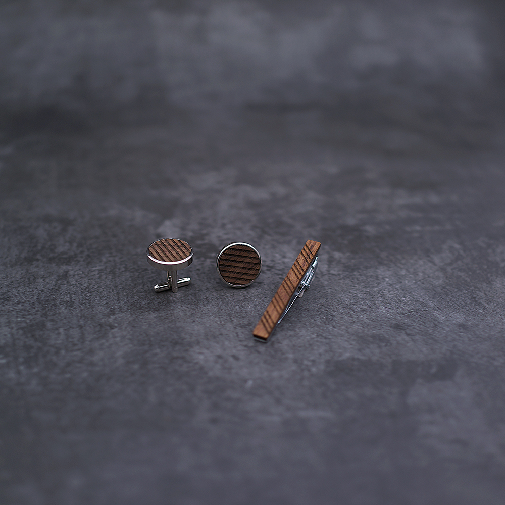 High Quality Wood Cuff links n - مراجعة Tie Bar Set Gift وسعره