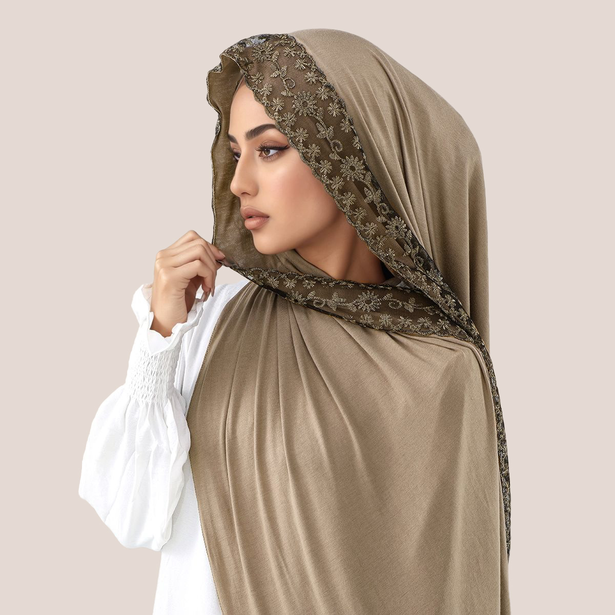 Lace Embroidery Cotton Jersey  - مراجعة Head Wrap Turban وسعره