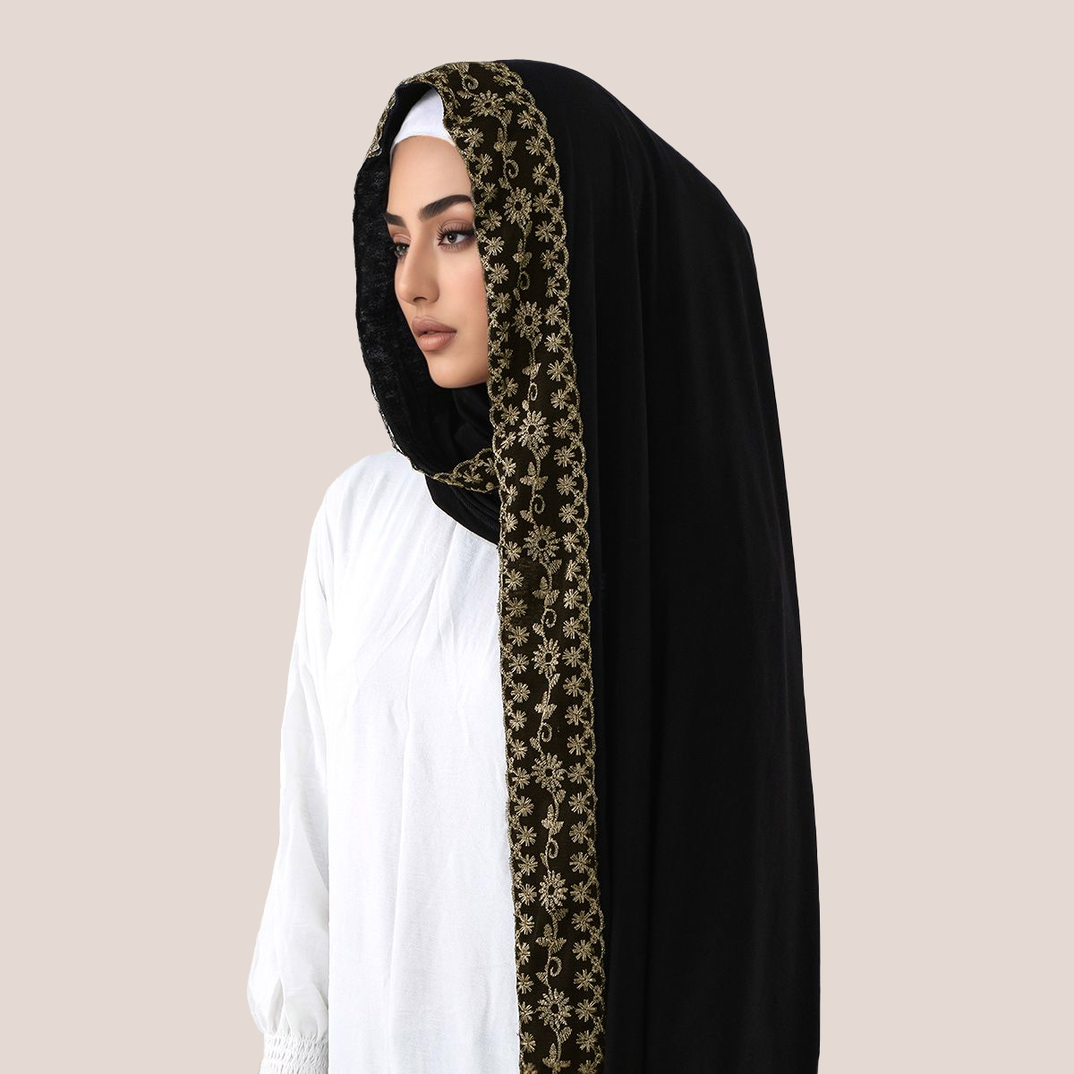 Lace Embroidery Cotton Jersey  - مراجعة Head Wrap Turban وسعره