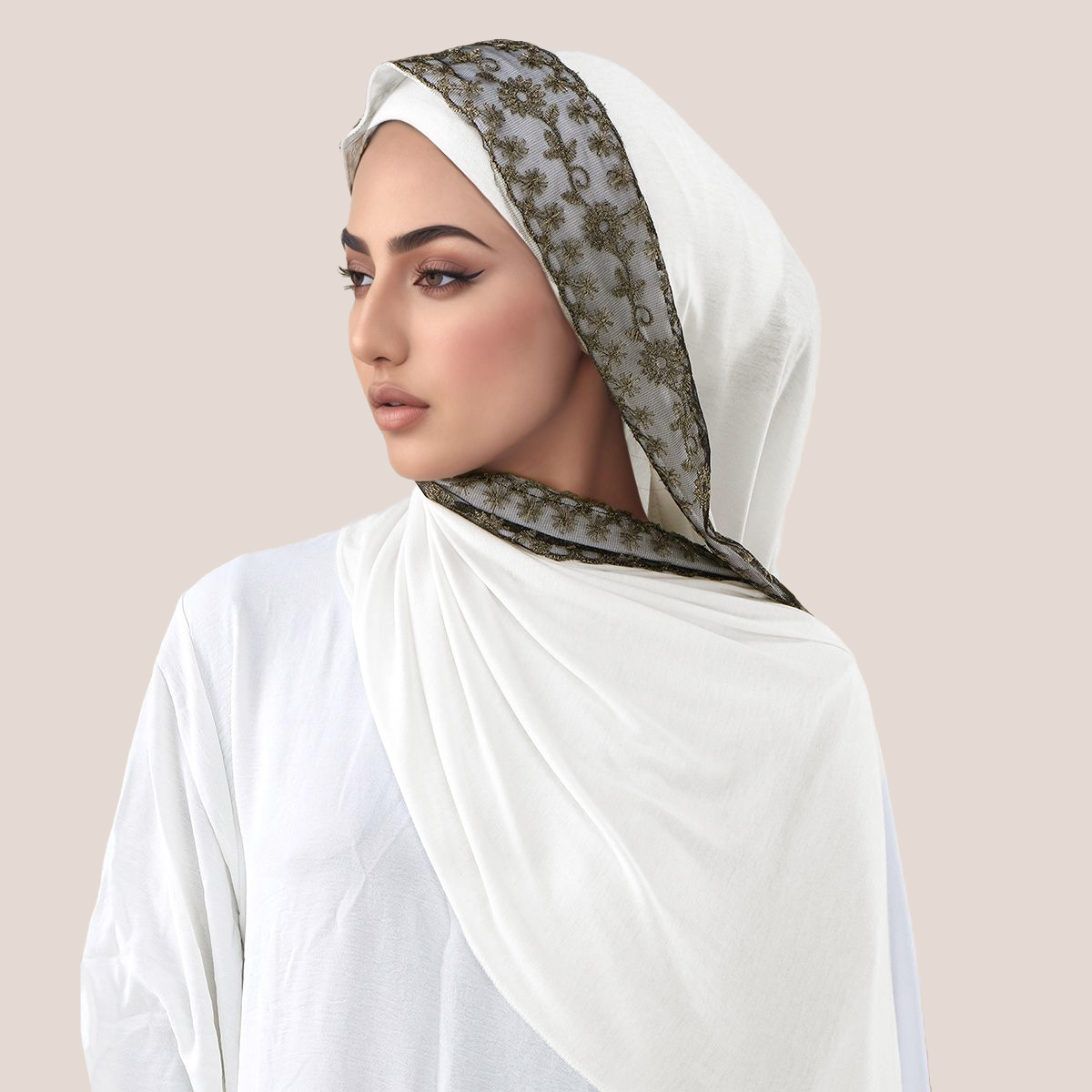 Lace Embroidery Cotton Jersey  - مراجعة Head Wrap Turban وسعره