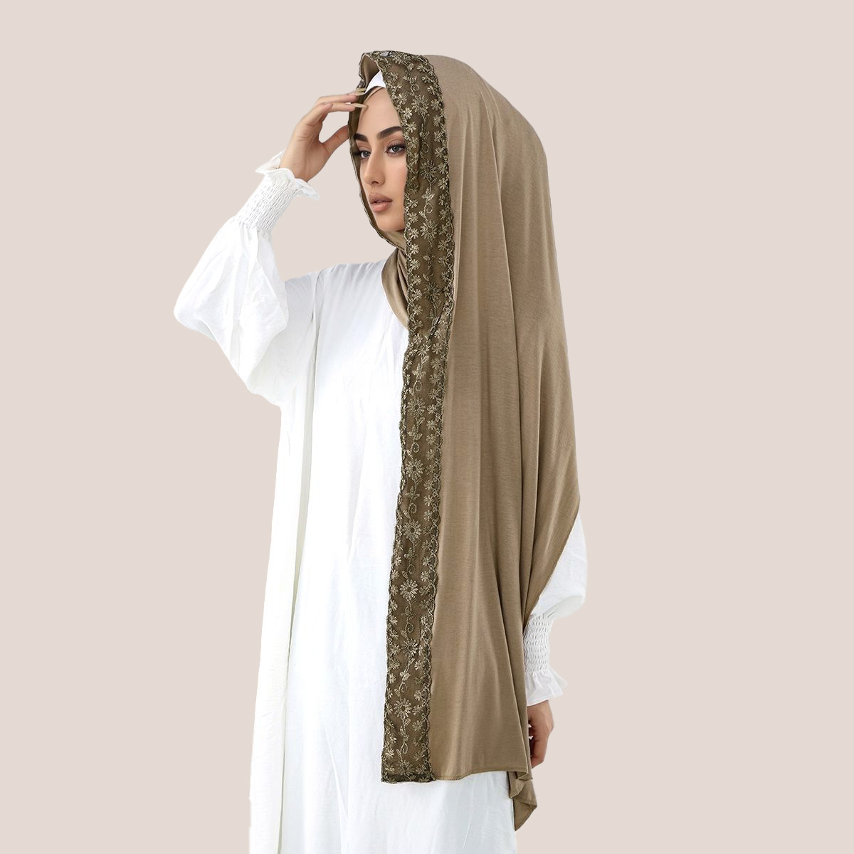 Lace Embroidery Cotton Jersey  - مراجعة Head Wrap Turban وسعره
