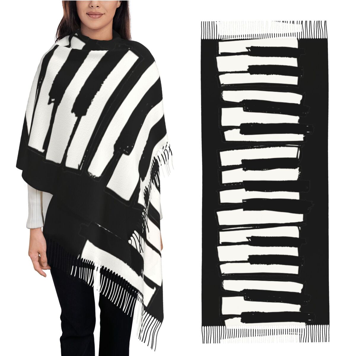 Minimalistic Piano Keys Scarf  - مراجعة Pashmina Wrap Large وسعره