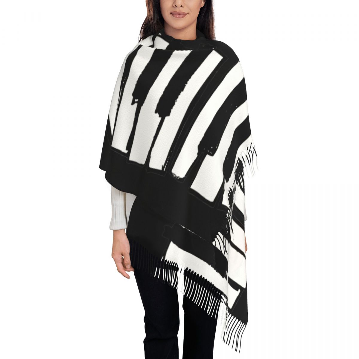 Minimalistic Piano Keys Scarf  - مراجعة Pashmina Wrap Large وسعره