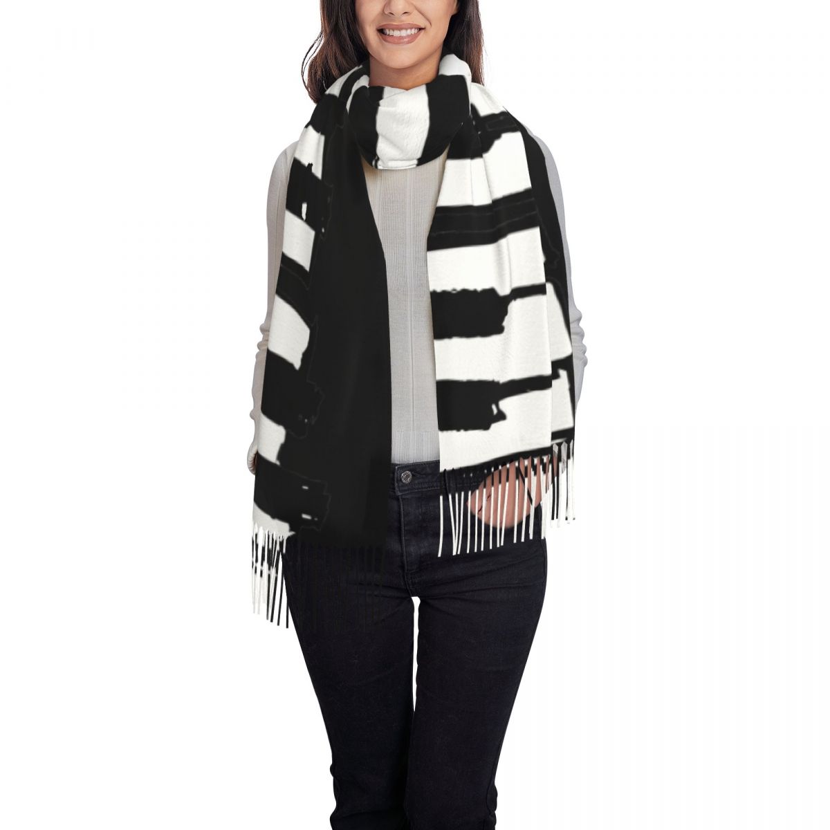 Minimalistic Piano Keys Scarf  - مراجعة Pashmina Wrap Large وسعره