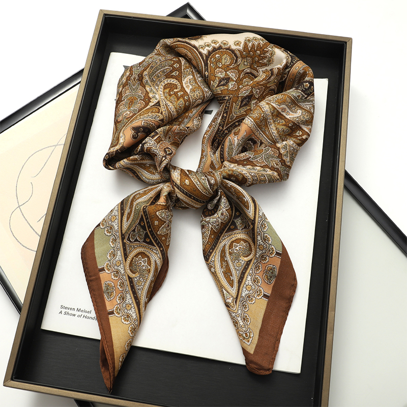 Bohemian Style Print Luxury Br - مراجعة Scarf Silk Square وسعره