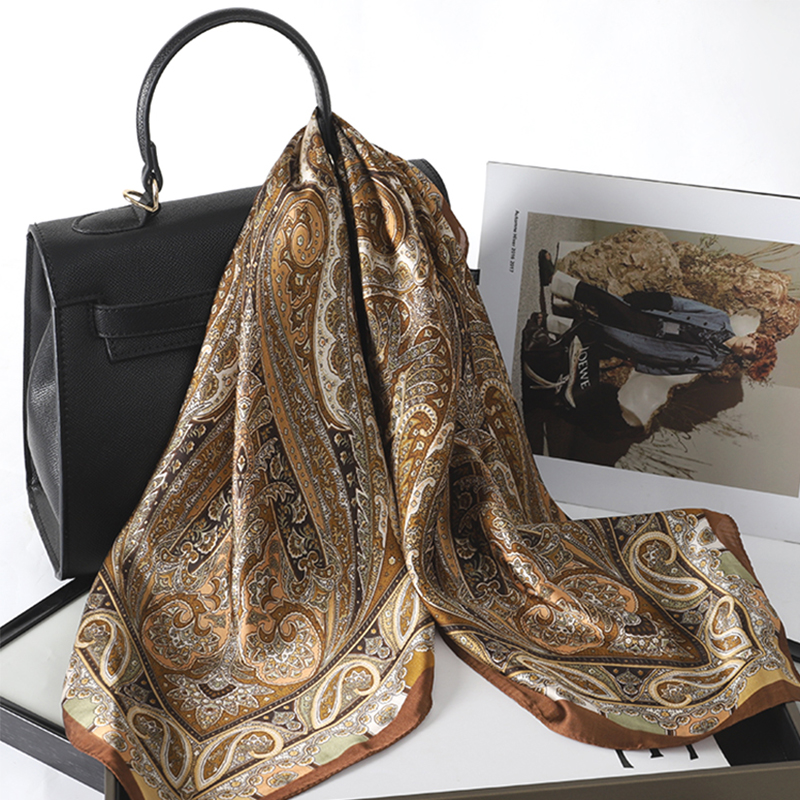 Bohemian Style Print Luxury Br - مراجعة Scarf Silk Square وسعره