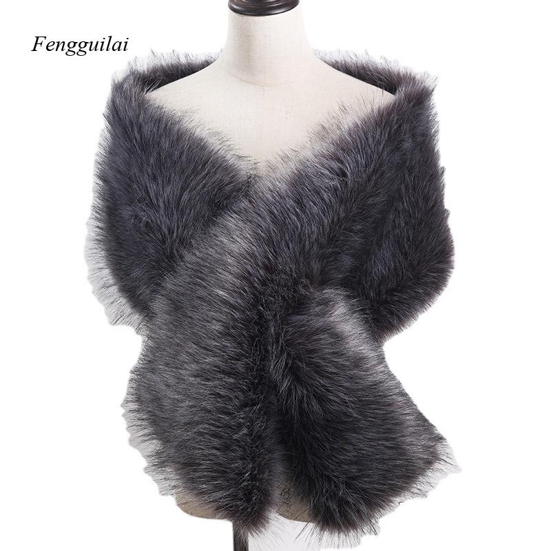 Women's White Faux Fur Shawl B - مراجعة Stole Wedding Shawl وسعره