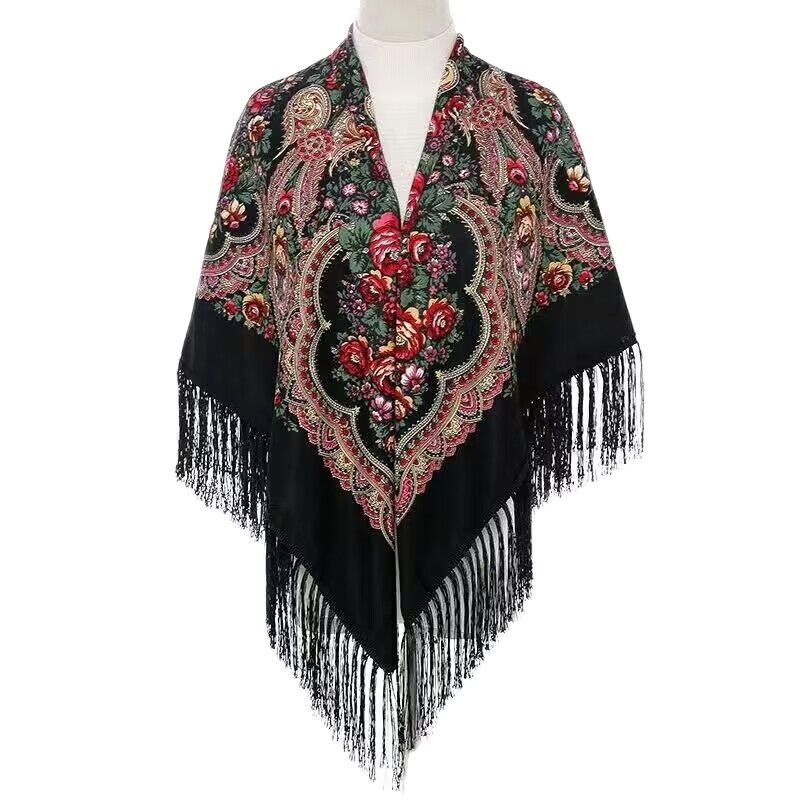 130*130cm Ethnic Printed Squar - مراجعة Woven Scarf Blanket وسعره