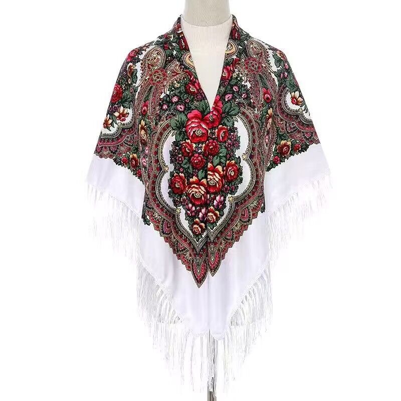 130*130cm Ethnic Printed Squar - مراجعة Woven Scarf Blanket وسعره