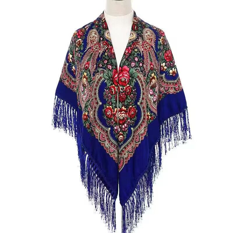 130*130cm Ethnic Printed Squar - مراجعة Woven Scarf Blanket وسعره