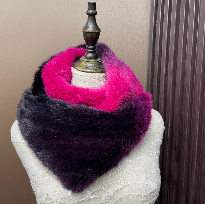 Ombre Color Genuine Mink Fur S - مراجعة Infinity Scarf Knit وسعره