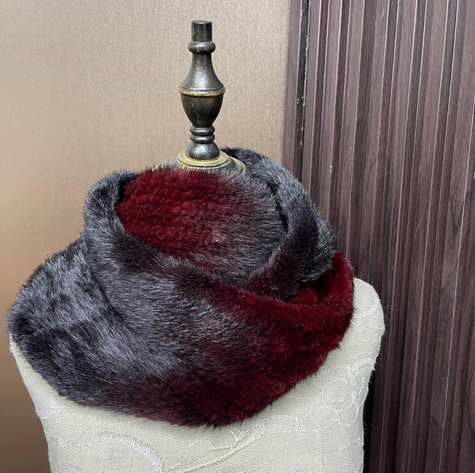 Ombre Color Genuine Mink Fur S - مراجعة Infinity Scarf Knit وسعره