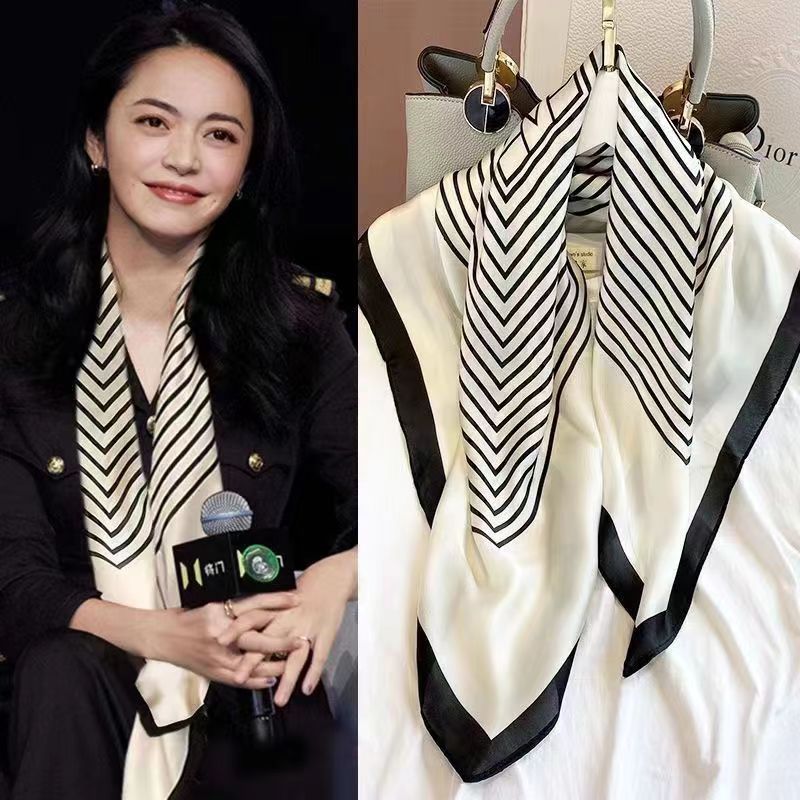 Fashion Square 70cm Black and  - مراجعة Silk Tie Striped وسعره