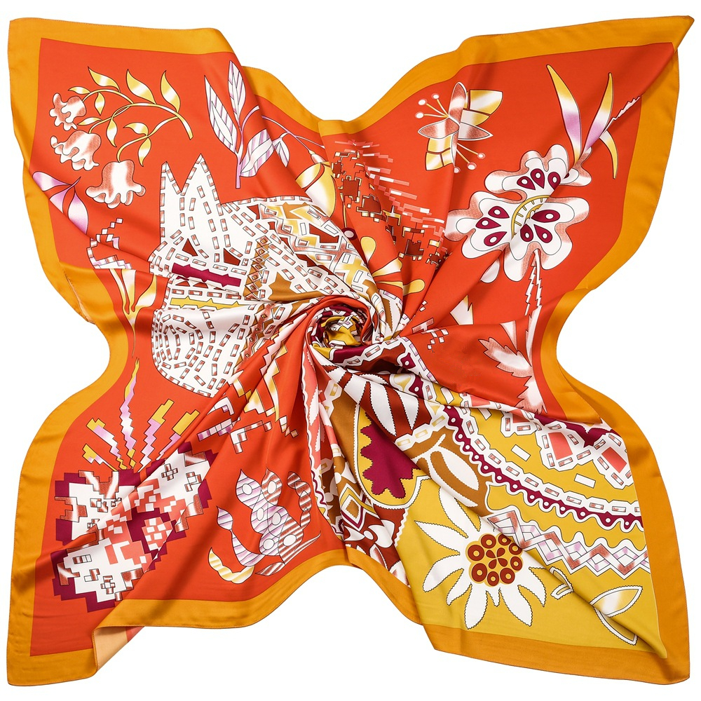 130cm Brand Women Scarves Desi - مراجعة Scarf Silk Square وسعره