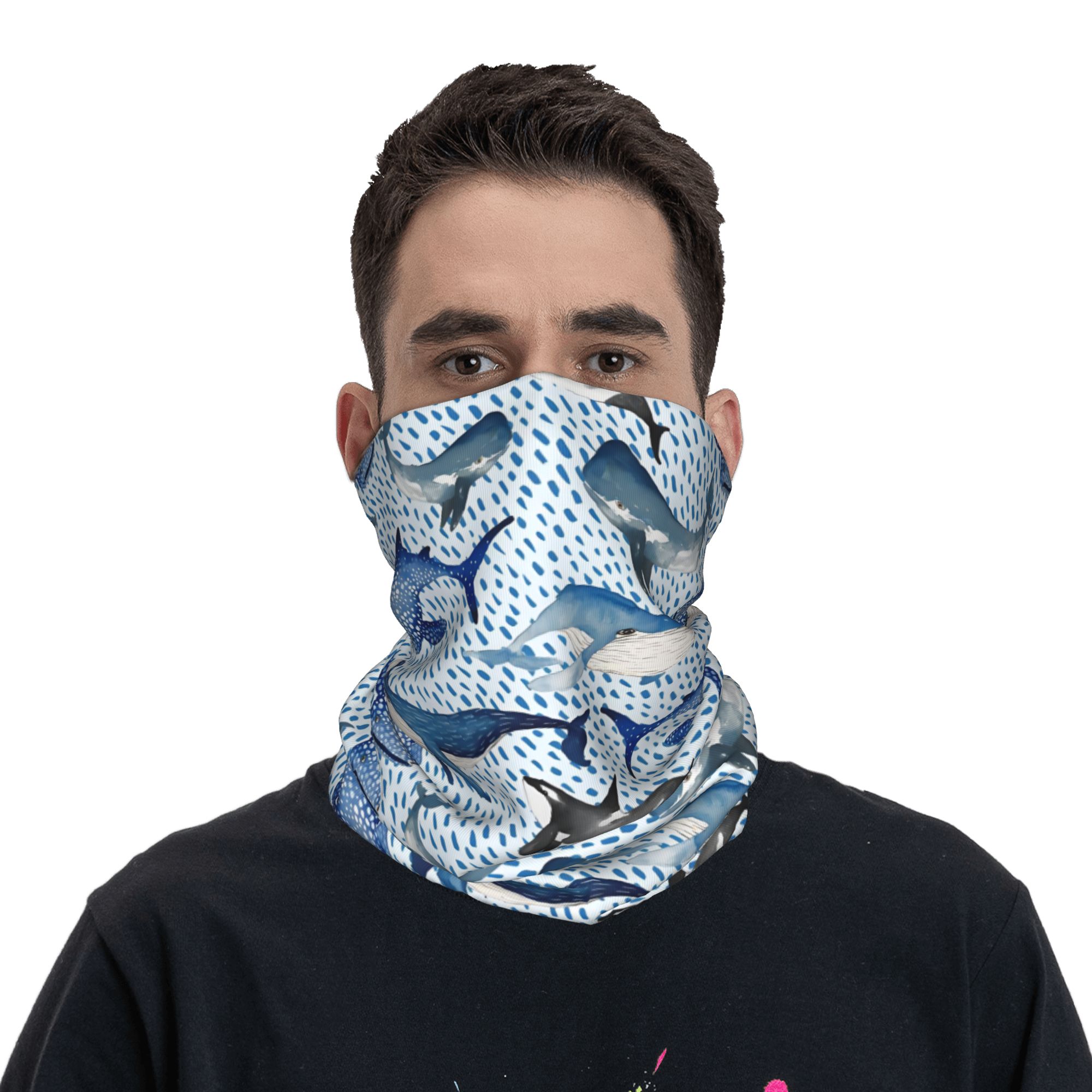 Custom Blue Watercolour Shark  - مراجعة Neck Warmer Tube وسعره