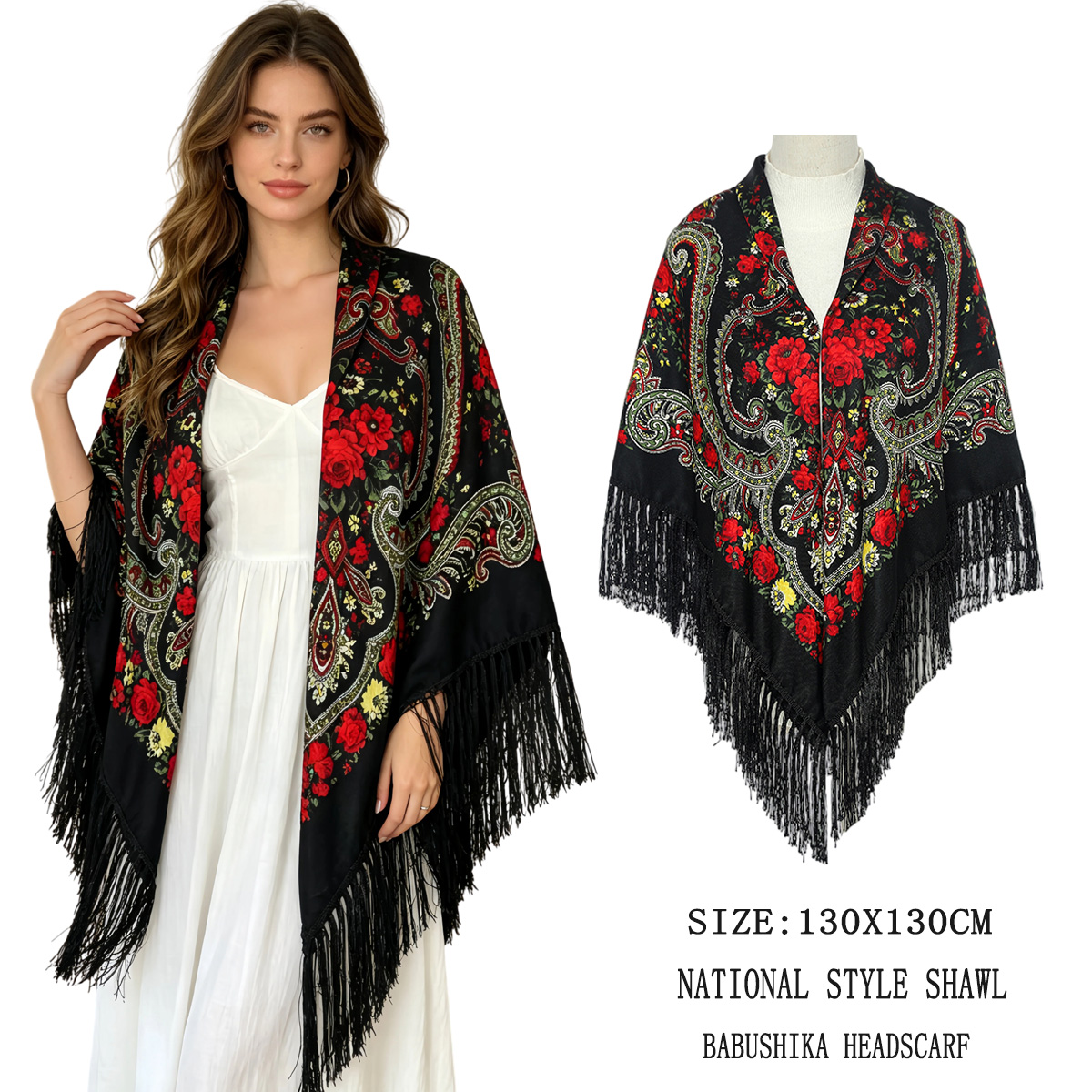 130cm New Russian Square Scarf - مراجعة Woven Scarf Blanket وسعره