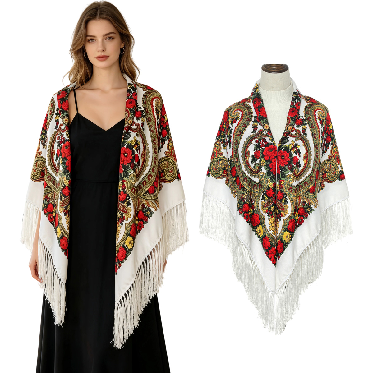 130cm New Russian Square Scarf - مراجعة Woven Scarf Blanket وسعره
