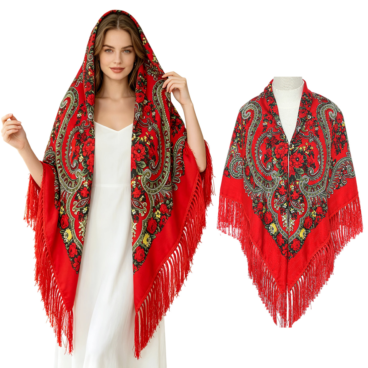 130cm New Russian Square Scarf - مراجعة Woven Scarf Blanket وسعره