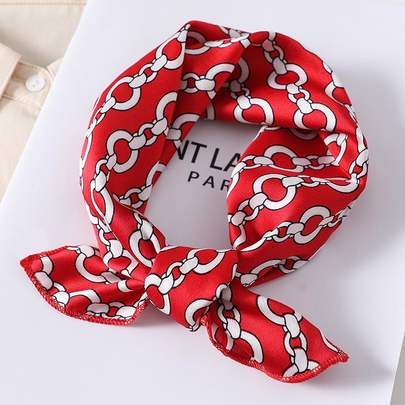 Women scarf  50*50cm Square Sk - مراجعة Silk Tie Striped وسعره