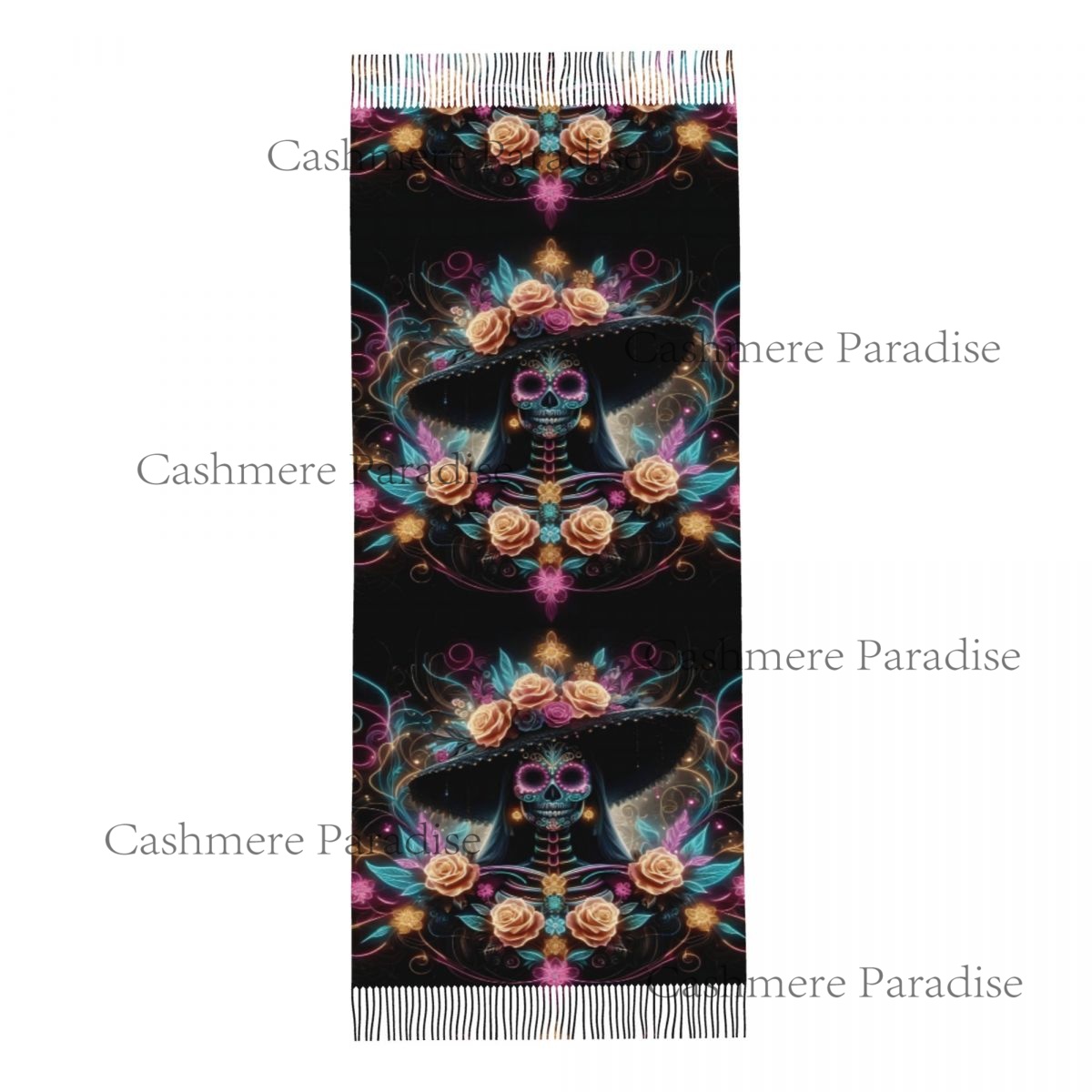 Mexico Skull Woman Vintage Sty - مراجعة Pashmina Wrap Large وسعره