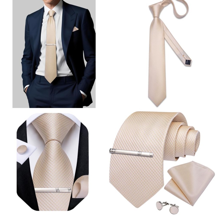 Plaid Ties for Men Silk Checke - مراجعة Pocket Square Set وسعره