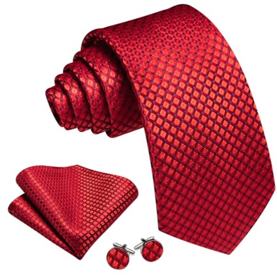 Men Plaid/Striped Ties Set Sil - مراجعة Pocket Square Set وسعره