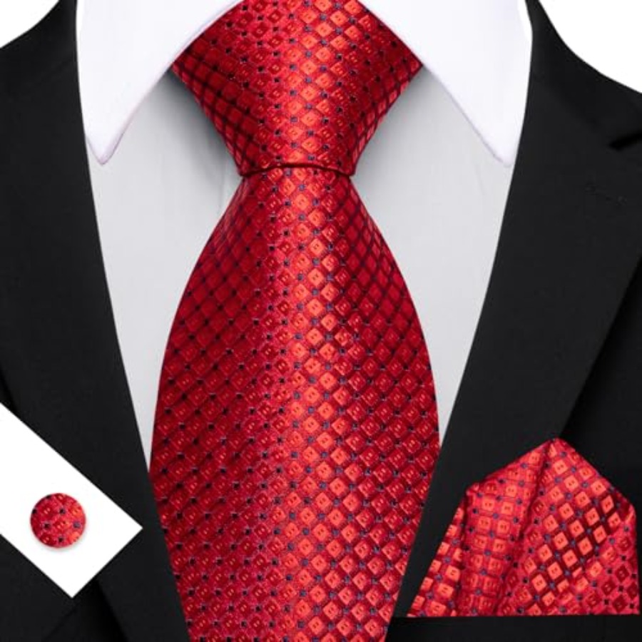 Men Plaid/Striped Ties Set Sil - مراجعة Pocket Square Set وسعره