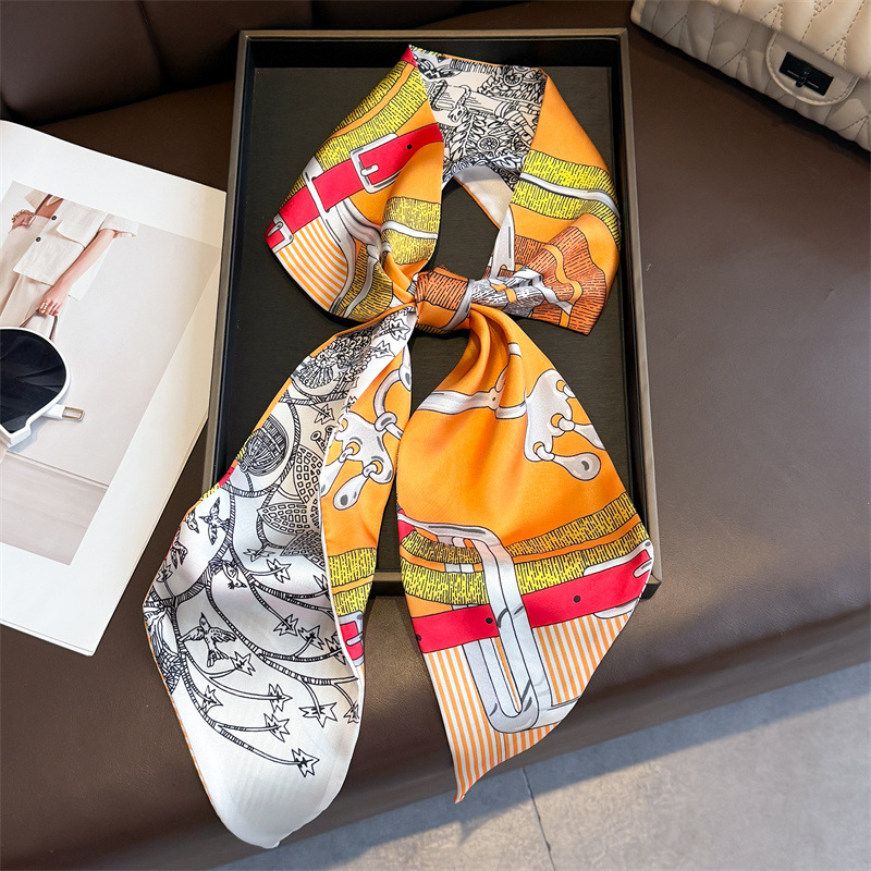 Women's Double-sided Print Sil - مراجعة Ascot Neck Scarf وسعره