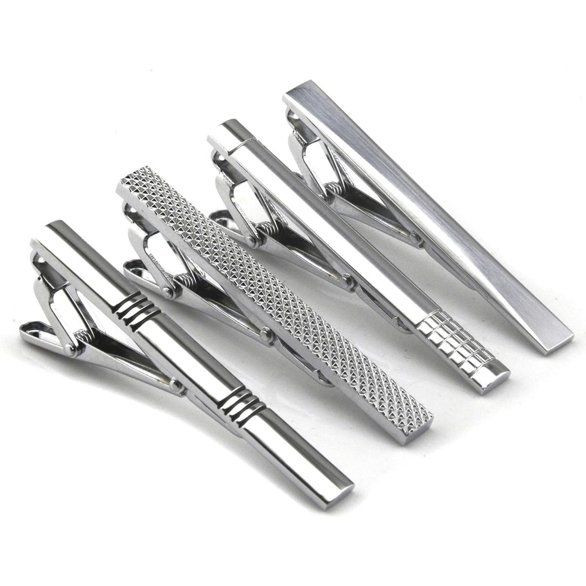Set of 4 Silver Metal Necktie  - مراجعة Tie Clip Silver وسعره