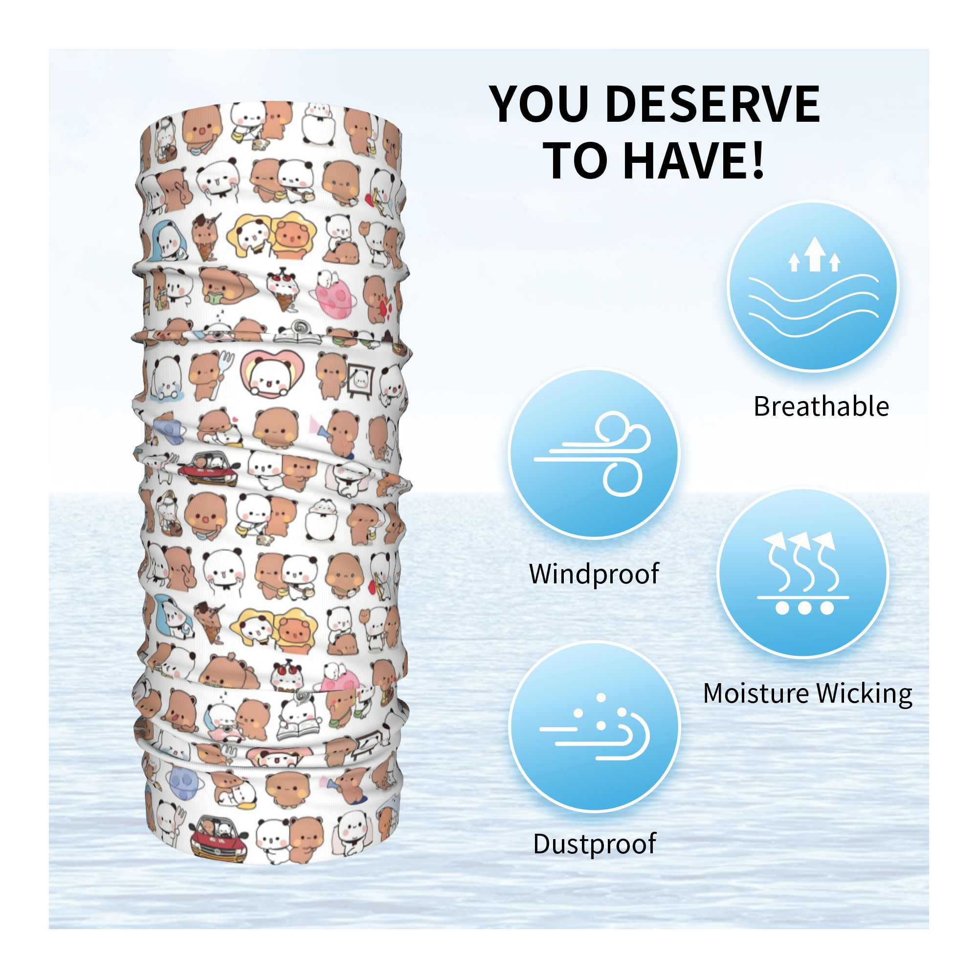 Custom Bear Cartoon Peach And  - مراجعة Neck Warmer Tube وسعره