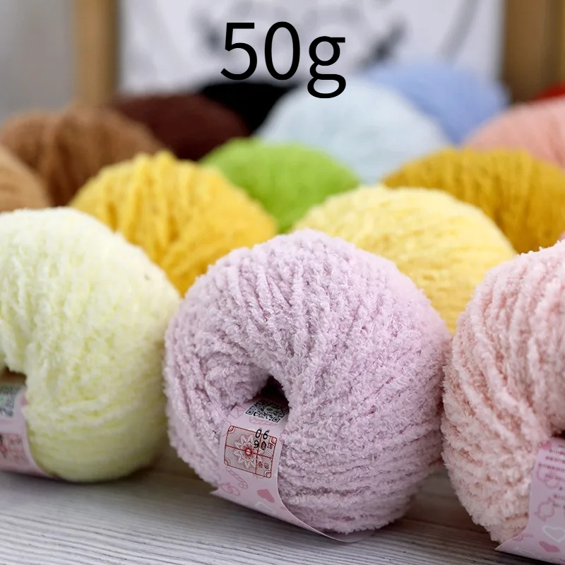 50g Short Plush Yarn 70m, DIY  - مراجعة Woven Scarf Blanket وسعره