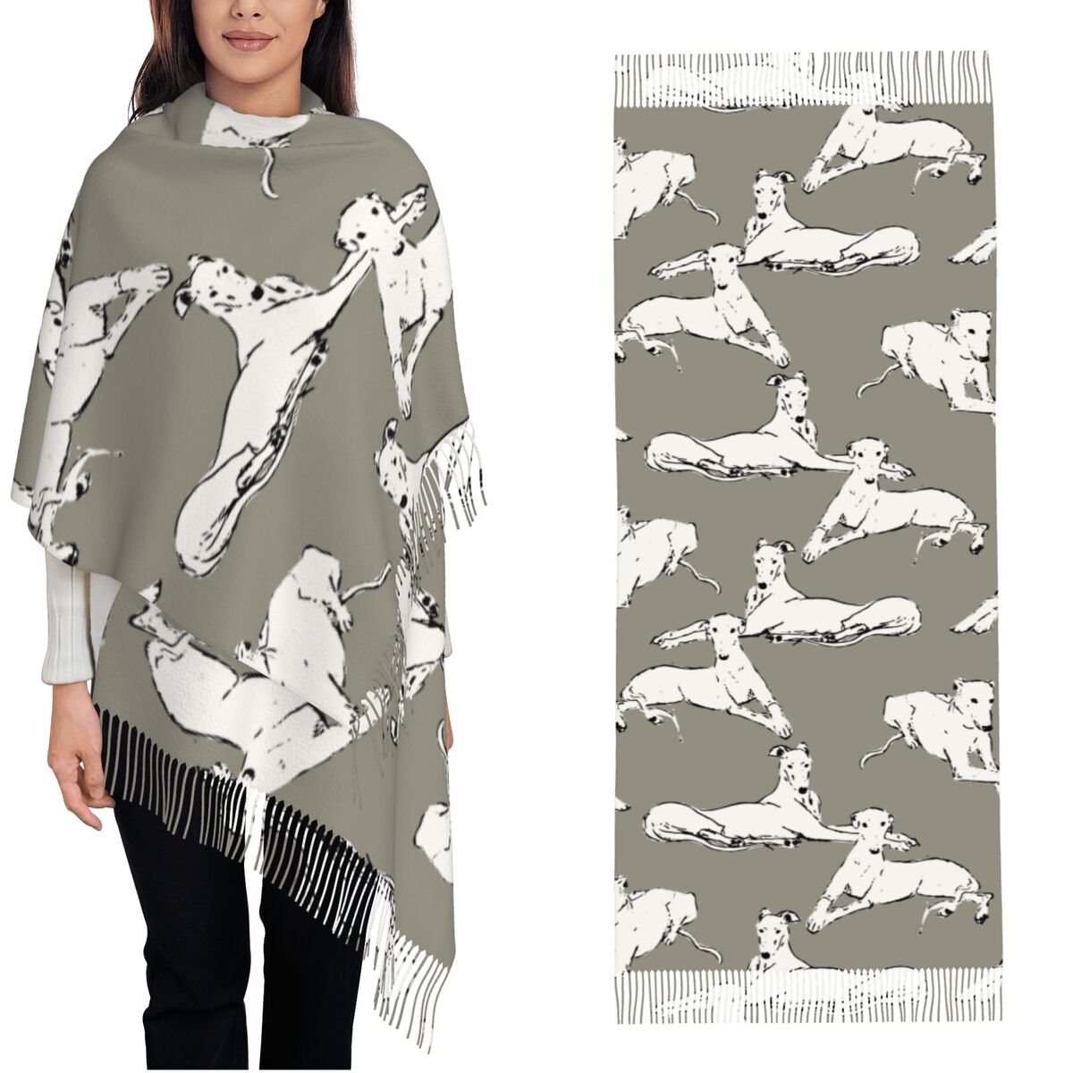 Relaxing Greyhound Whippet Sca - مراجعة Pashmina Wrap Large وسعره