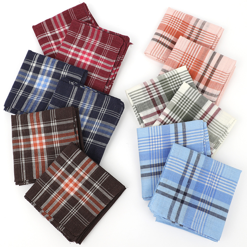 6pcs Men's Mixed Color Plaid S - مراجعة Handkerchief Cotton Men وسعره