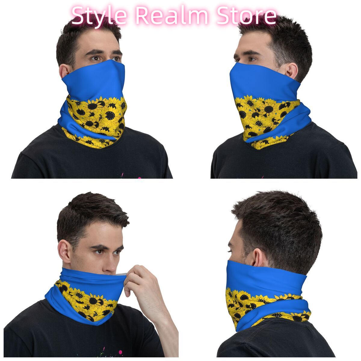 Blue Sunflower Printed Winter  - مراجعة Neck Warmer Tube وسعره