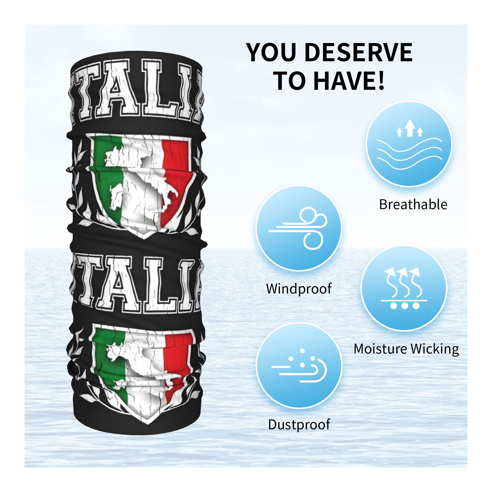 Custom Italy Flag Bandana Neck - مراجعة Neck Warmer Tube وسعره