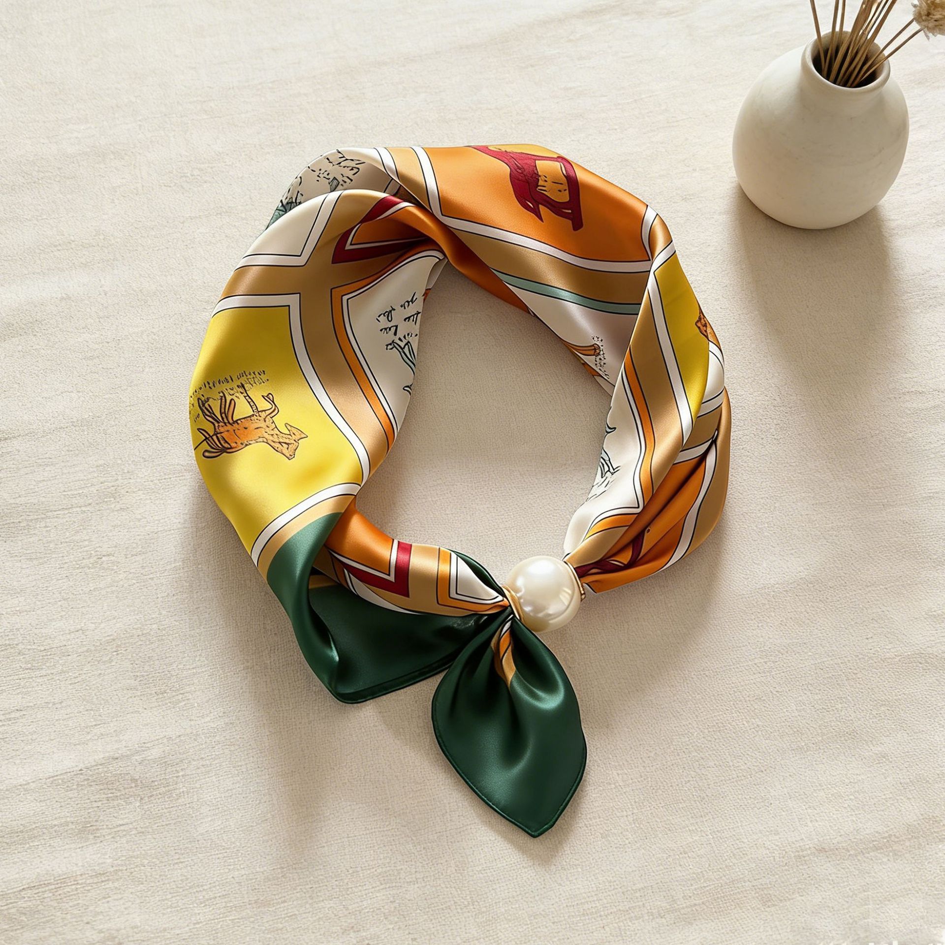 Scarf Chain Silk Lazy Magnetic - مراجعة Ascot Neck Scarf وسعره