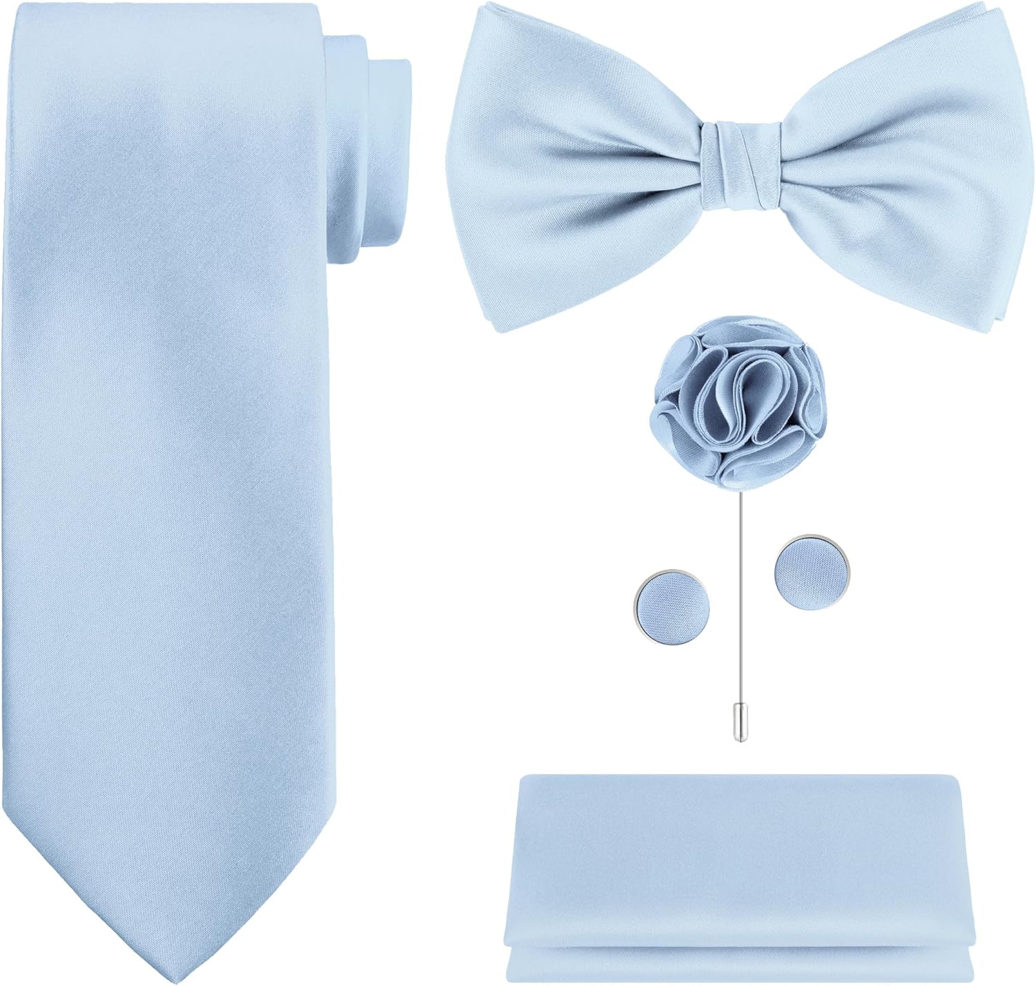 5-Piece Tie Set in White or Bl - مراجعة Pocket Square Set وسعره