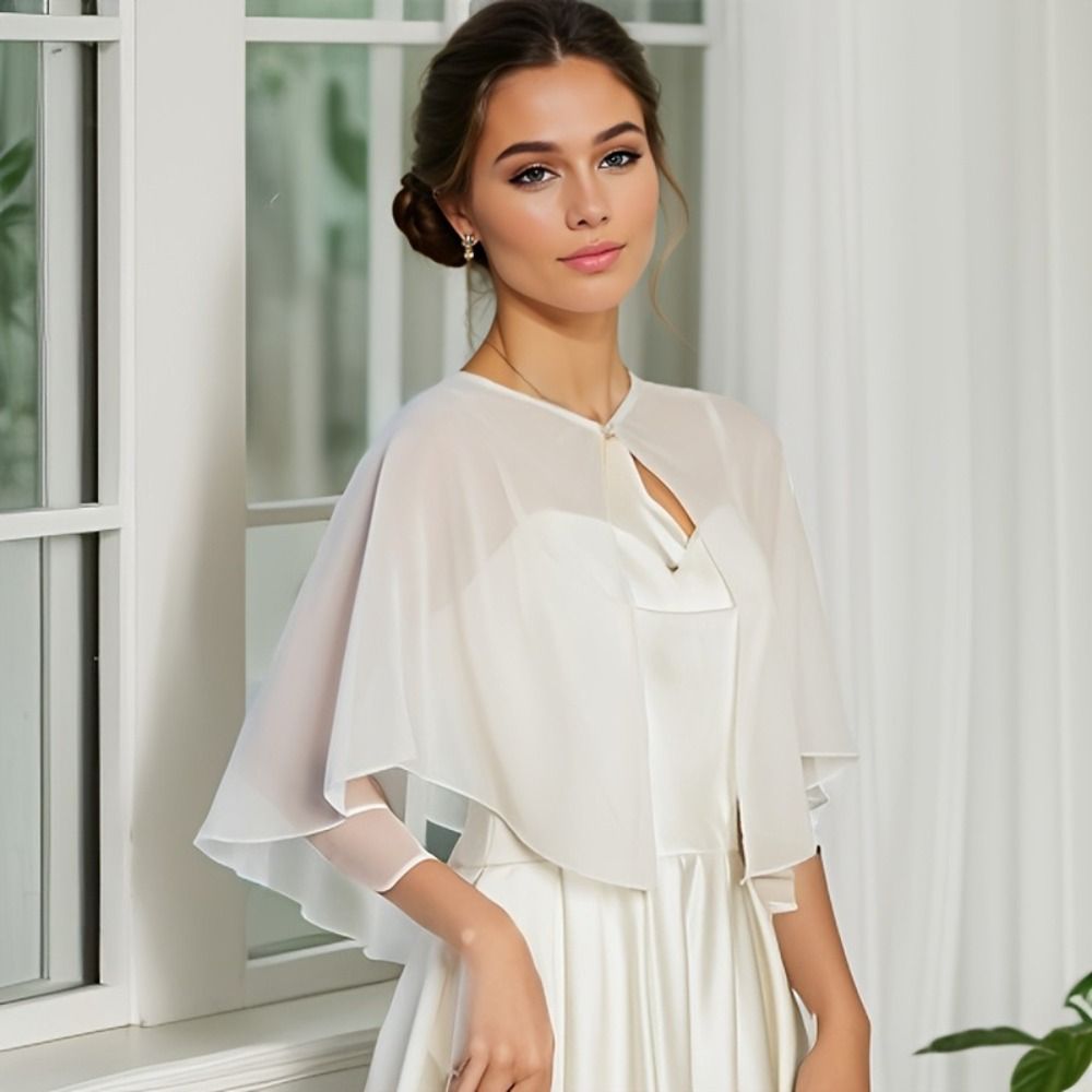 Vintage Sheer Chiffon Capelet  - مراجعة Stole Wedding Shawl وسعره