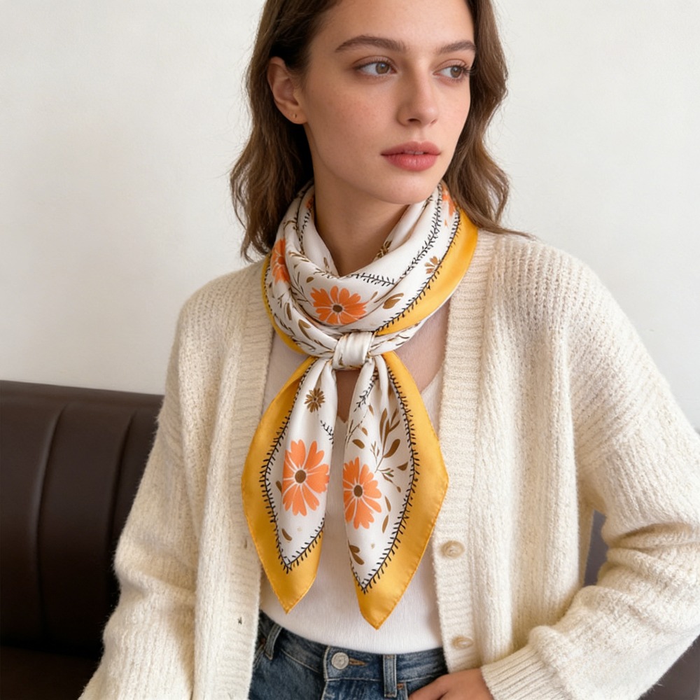1Pc new printed fashion silk s - مراجعة Scarf Silk Square وسعره