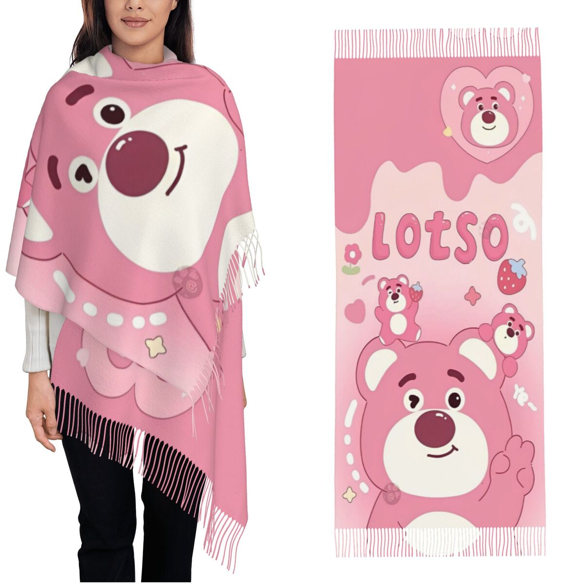 Lotso Pink Bear Women's Scarf  - مراجعة Pashmina Wrap Large وسعره